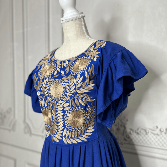 Rococo Butterfly Sleeve Midi Dress - Gold Rococo Butterfly Sleeve Midi Dress - Gold