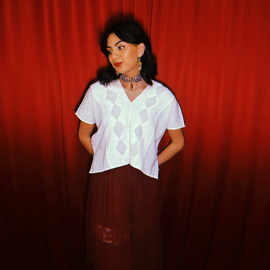 Rombo V-neck Gauze Blouse Rombo V-neck Gauze Blouse