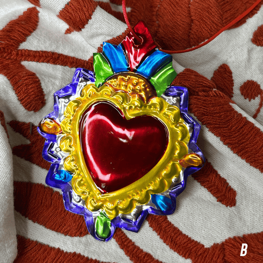 Sacred Heart Tin Ornament - Milagritos de Latón Sacred Heart Tin Ornament - Milagritos de Latón