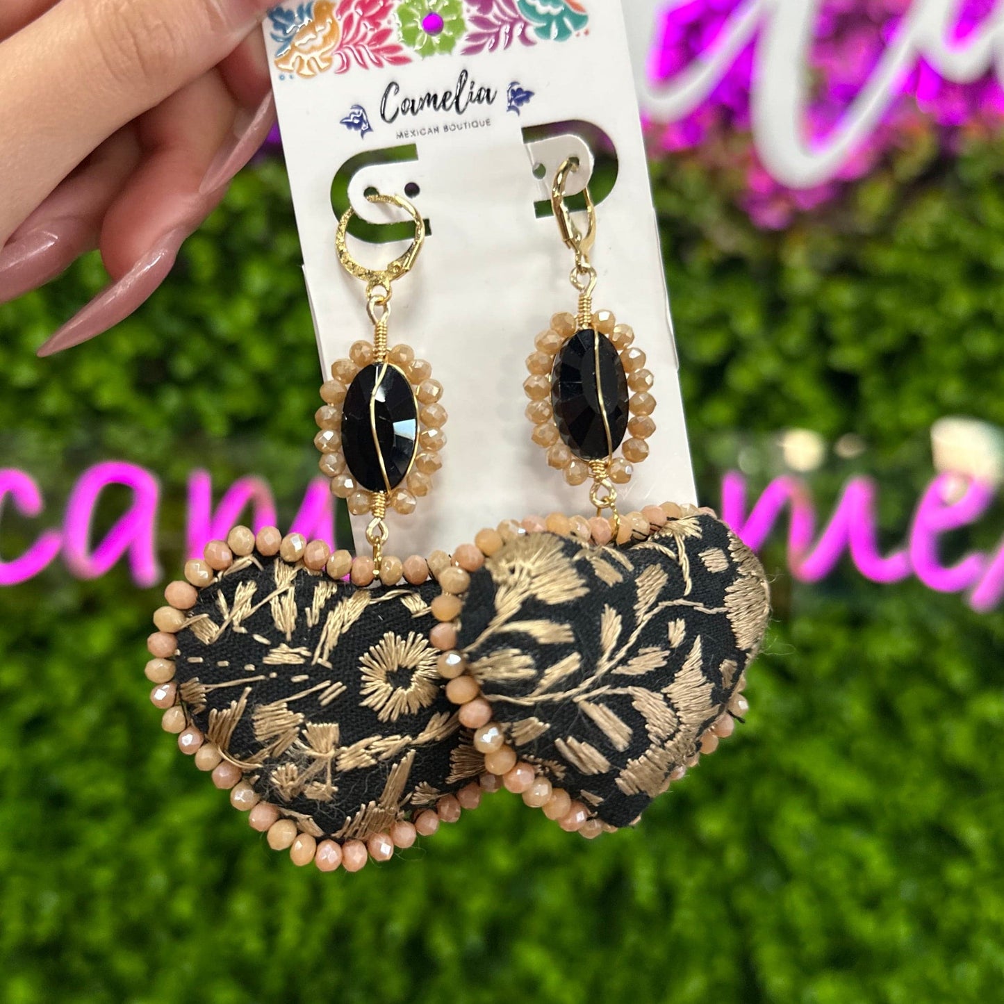 San Antonino Embroidered Heart Beaded Earrings San Antonino Embroidered Heart Beaded Earrings