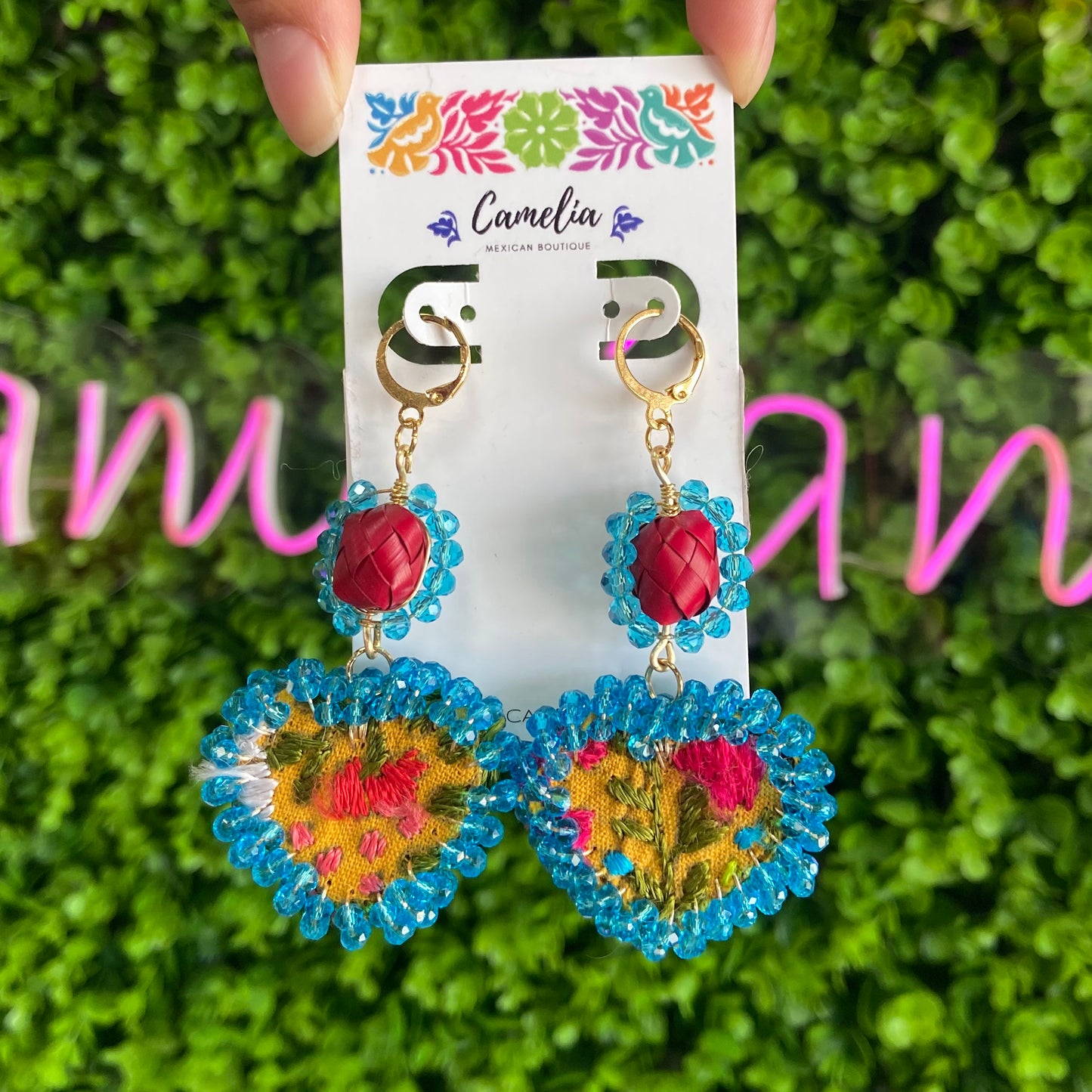 San Antonino Embroidered Heart Beaded Earrings San Antonino Embroidered Heart Beaded Earrings