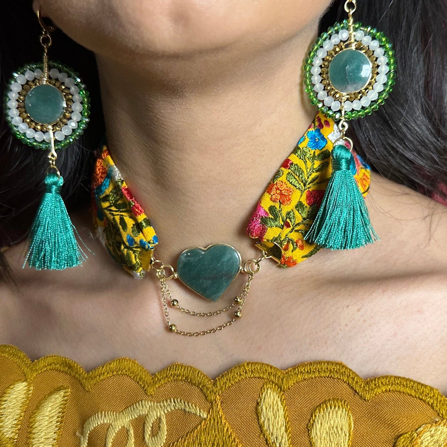 San Antonino Jade Crystal Choker - Heart Shaped San Antonino Jade Crystal Choker - Heart Shaped