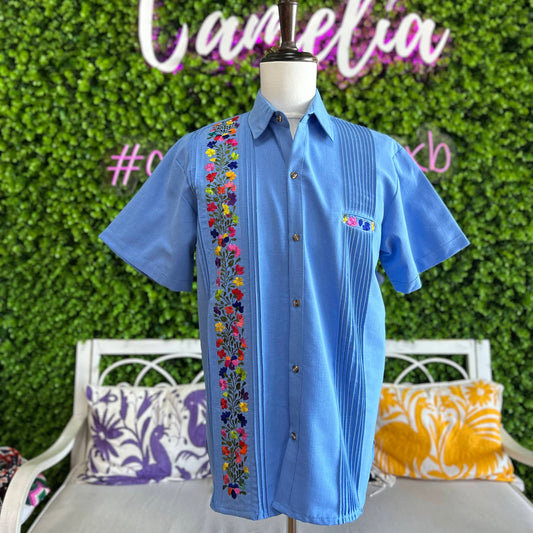 San Antonino Men's Short Sleeve Linen Guayabera - Plumbago San Antonino Men's Short Sleeve Linen Guayabera - Plumbago