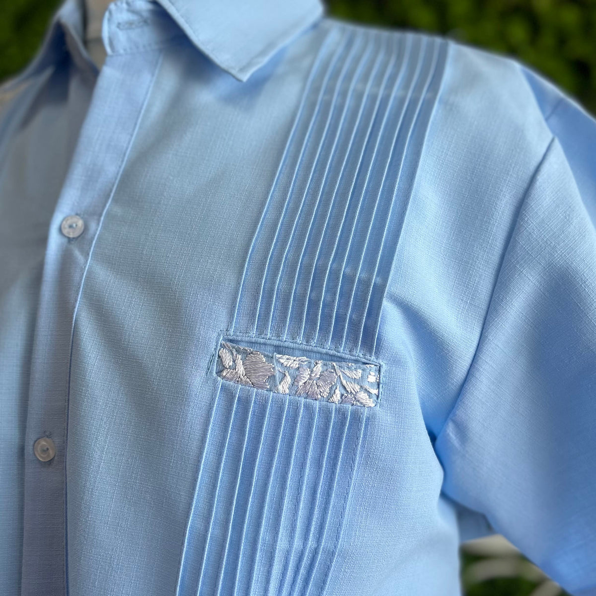 San Antonino Men's Short Sleeve Linen Guayabera - Sky Blue San Antonino Men's Short Sleeve Linen Guayabera - Sky Blue