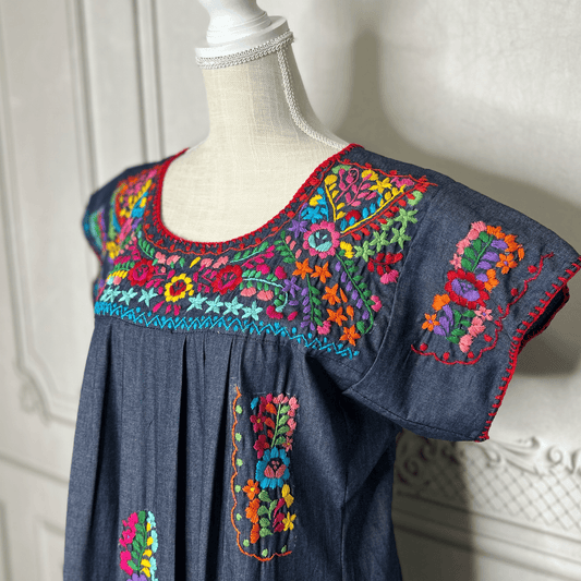 San Antonino Mexican Denim Blouse - Sandrita Multi San Antonino Mexican Denim Blouse - Sandrita Multi