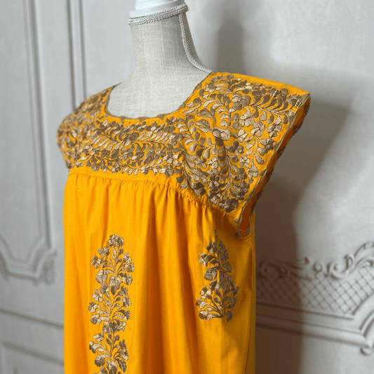 San Antonino Mexican Sleeveless Dress - Gold San Antonino Mexican Sleeveless Dress - Gold