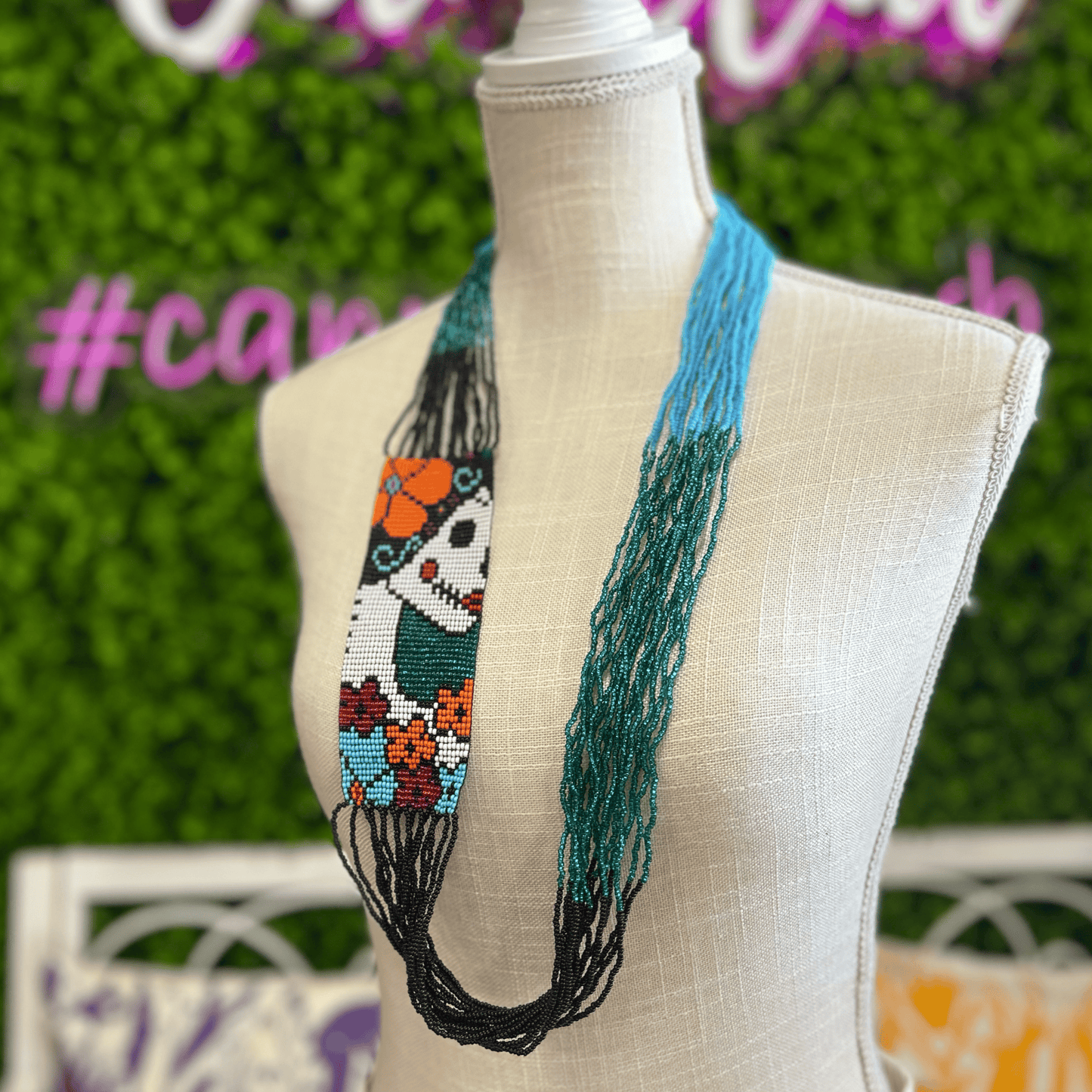 Sugar Skull Beaded Necklace - Large Sugar Skull Beaded Necklace - Large