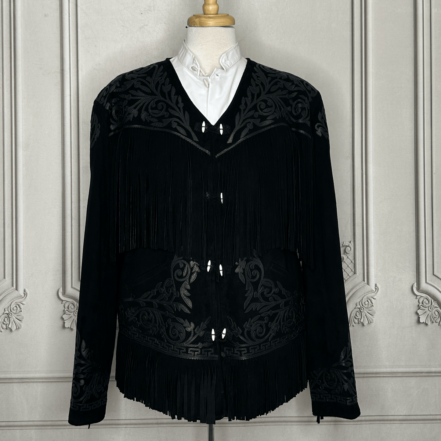 Tamaulipeca Leather Fringed Jacket - Black 0n Black Tamaulipeca Leather Fringed Jacket - Black 0n Black