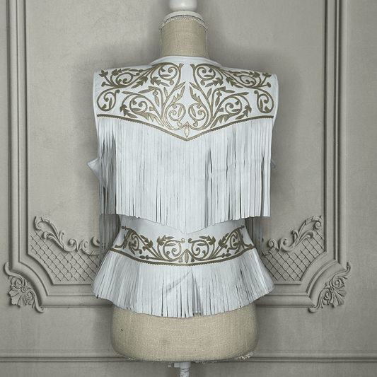 Tamaulipeca Leather Fringed Vest - White - Women Tamaulipeca Leather Fringed Vest - White - Women