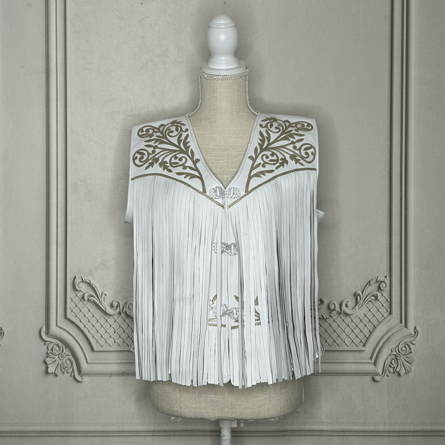 Tamaulipeca Leather Fringed Vest - White - Women Tamaulipeca Leather Fringed Vest - White - Women