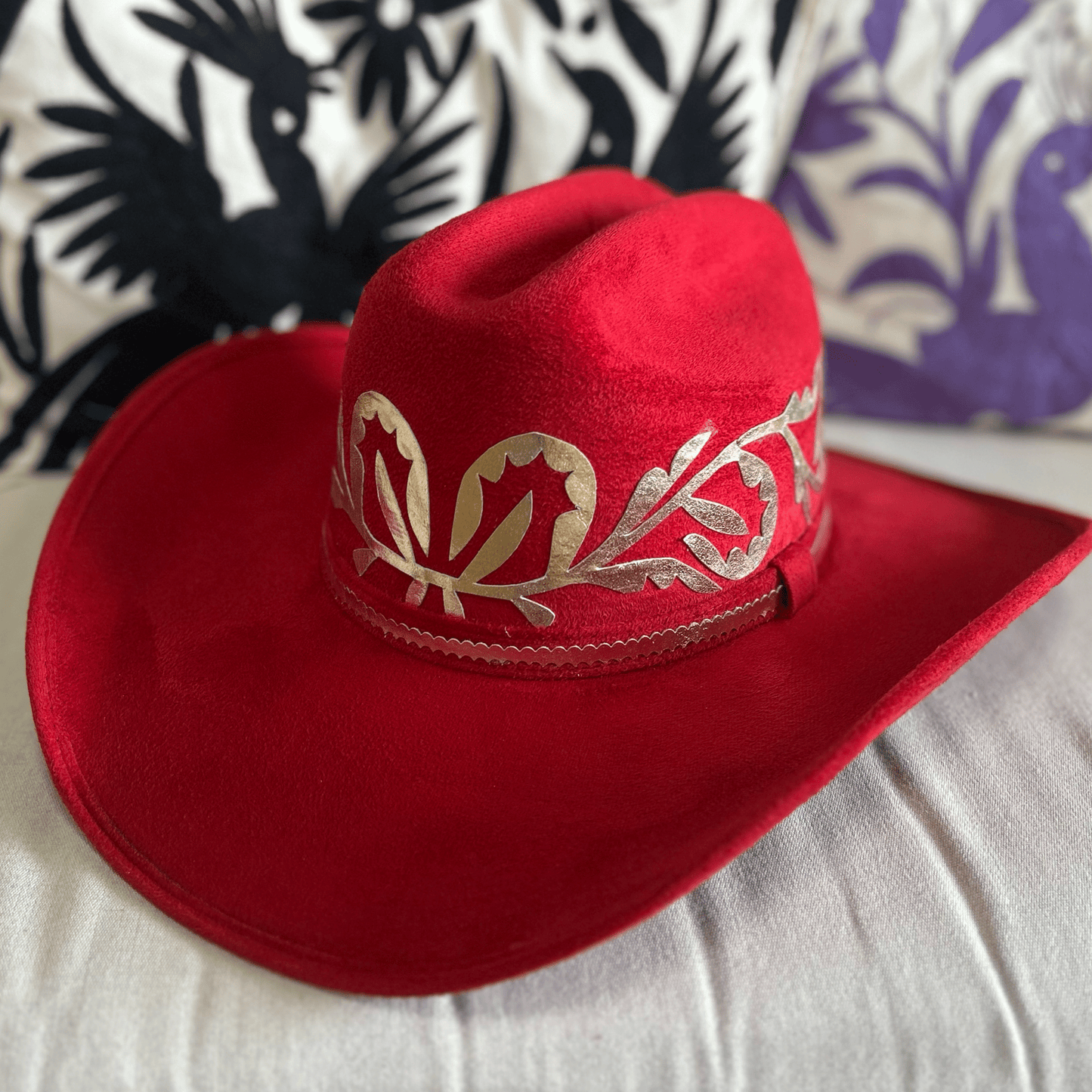 Tamaulipeca Western Suede Hat - Americana Style Leather Detail Tamaulipeca Western Suede Hat - Americana Style Leather Detail