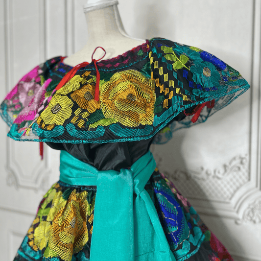 Traditional Chiapas de Corzo Dress - Adult Multi - Silk Embroidery Traditional Chiapas de Corzo Dress - Adult Multi - Silk Embroidery
