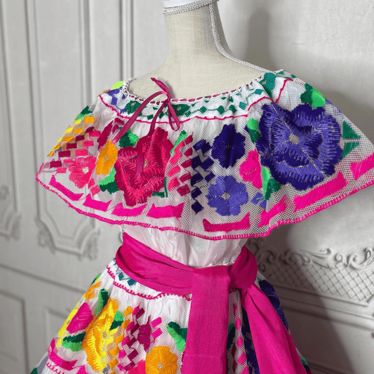 Traditional Chiapas de Corzo Dress - Adult - Multi White Traditional Chiapas de Corzo Dress - Adult - Multi White