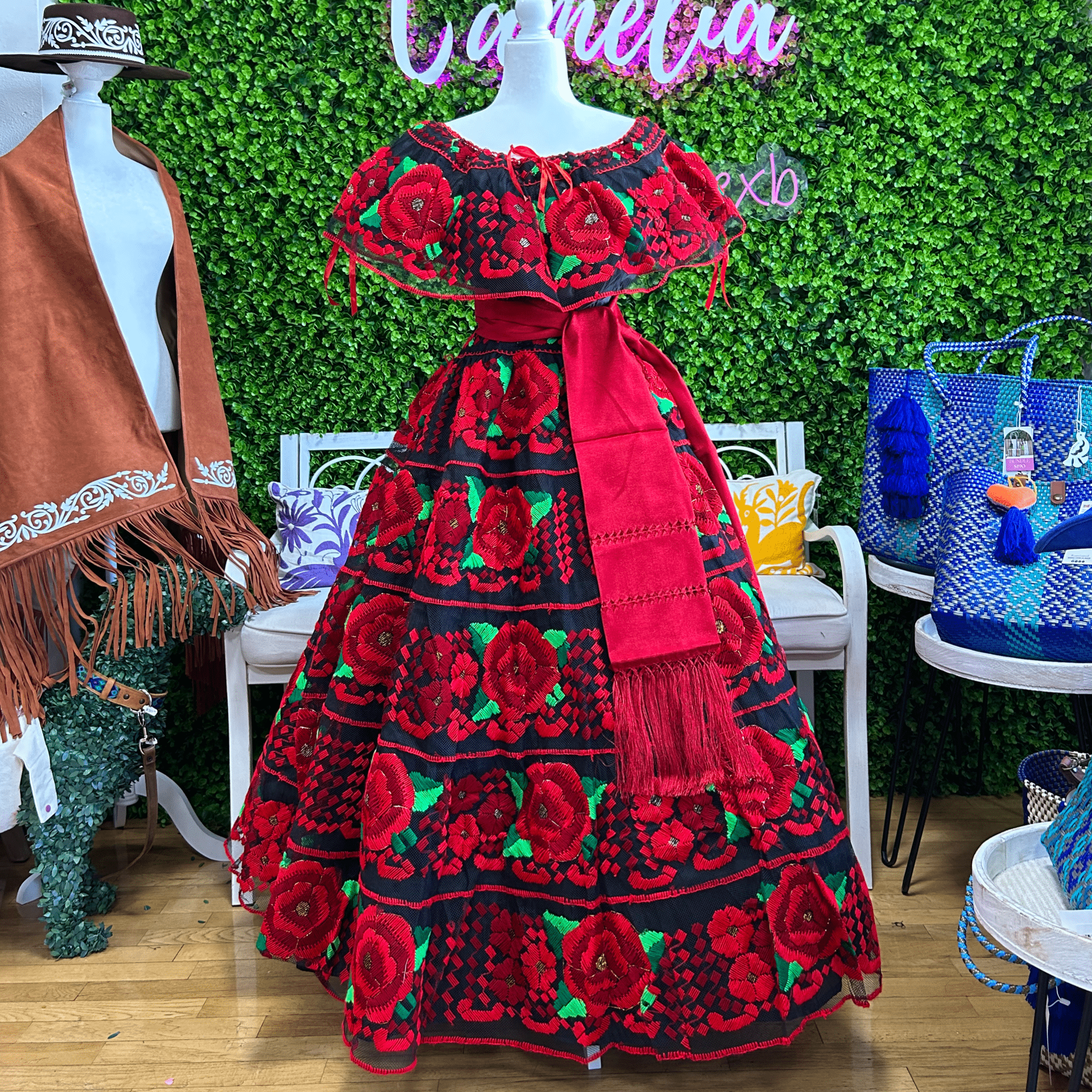 Traditional Chiapas de Corzo Dress Adult Red – Camelia Mexican