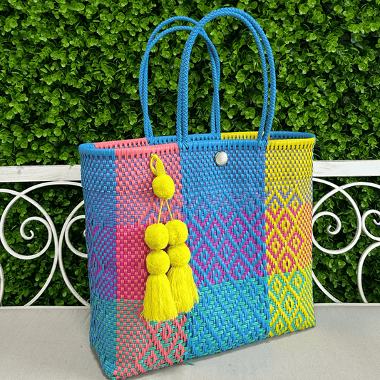 Upcycled Handwoven LG Tote - Celeste Upcycled Handwoven LG Tote - Celeste