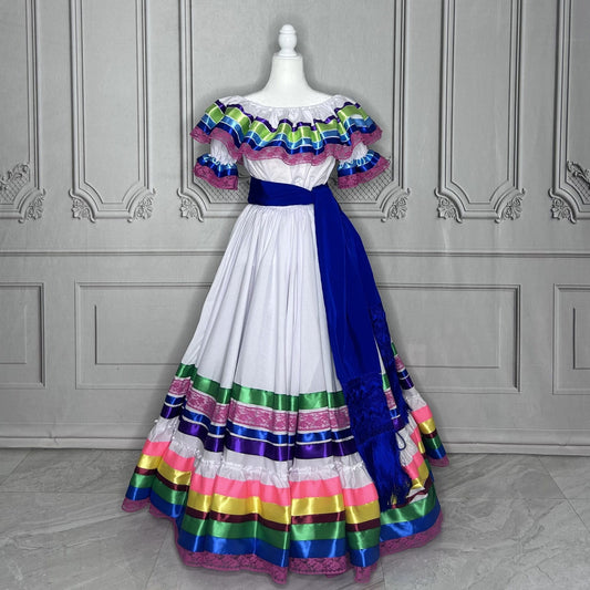 White Rainbow Jalisco Dress - Adult White Rainbow Jalisco Dress - Adult