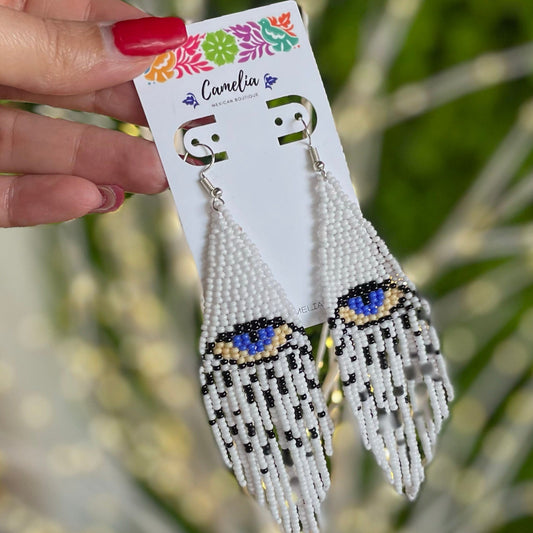 Evil Eye Huichol Native American Earrings
