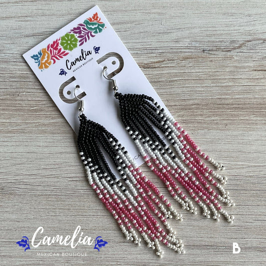 Huichol Native American Beaded Earrings - Rainfall