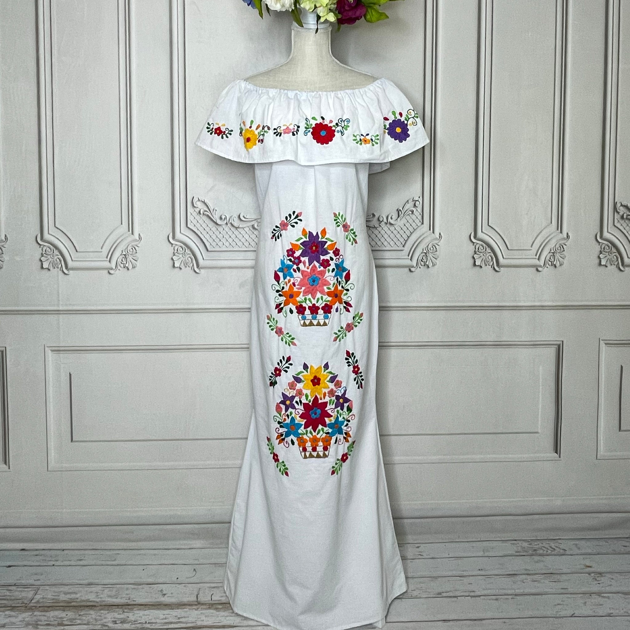 Puebla Mexican Dress for Women - Midi PLUS – Camelia Mexican Boutique