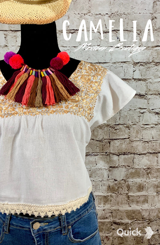 Mexican Tasseled Pom Pom Necklace