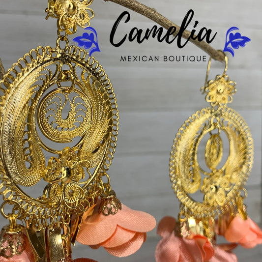 Oaxacan Filigree Fabric Flower Earrings