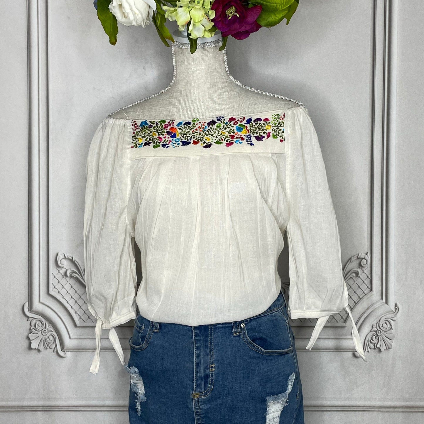 San Antonino Off Shoulder Blouse - 3/4 Sleeve Gauze