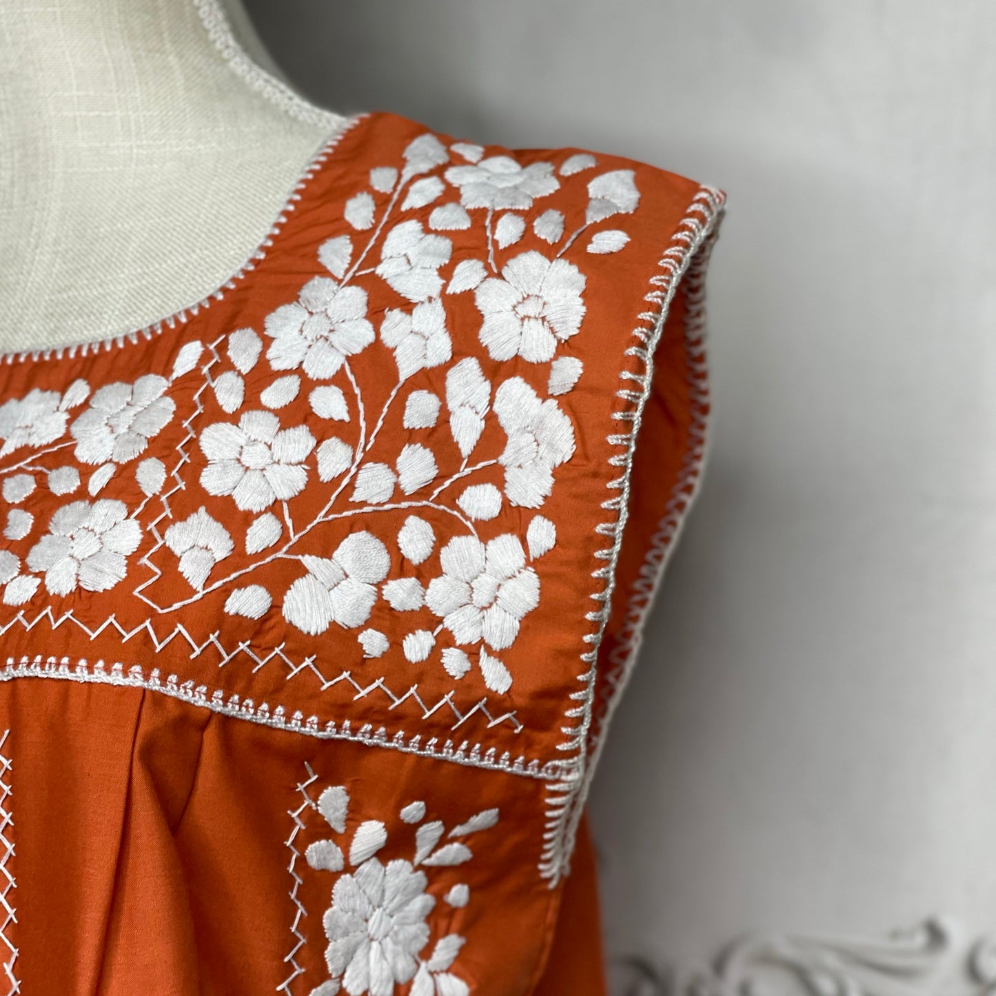 Puebla Sleeveless Dress for Women - Burnt Orange