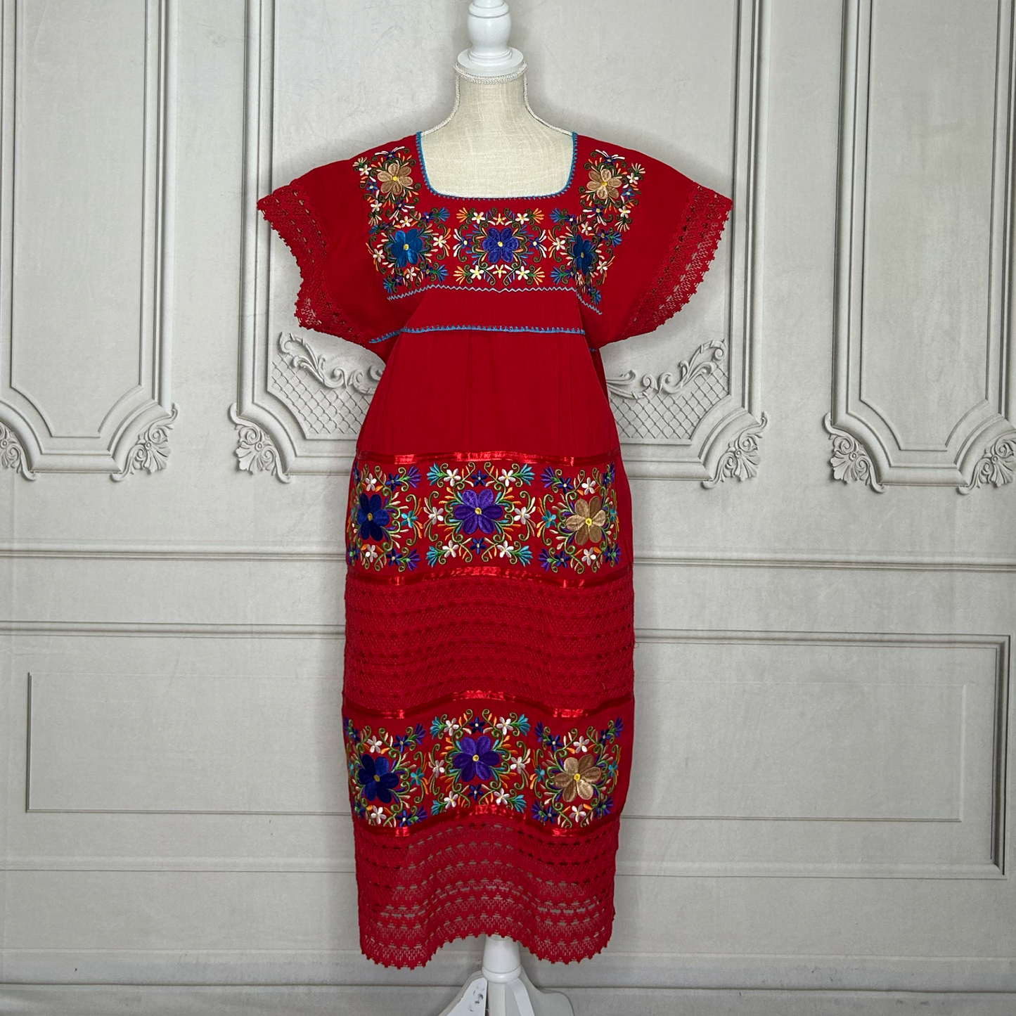 Yucatan Midi Lace Mexican Dress - Daisy