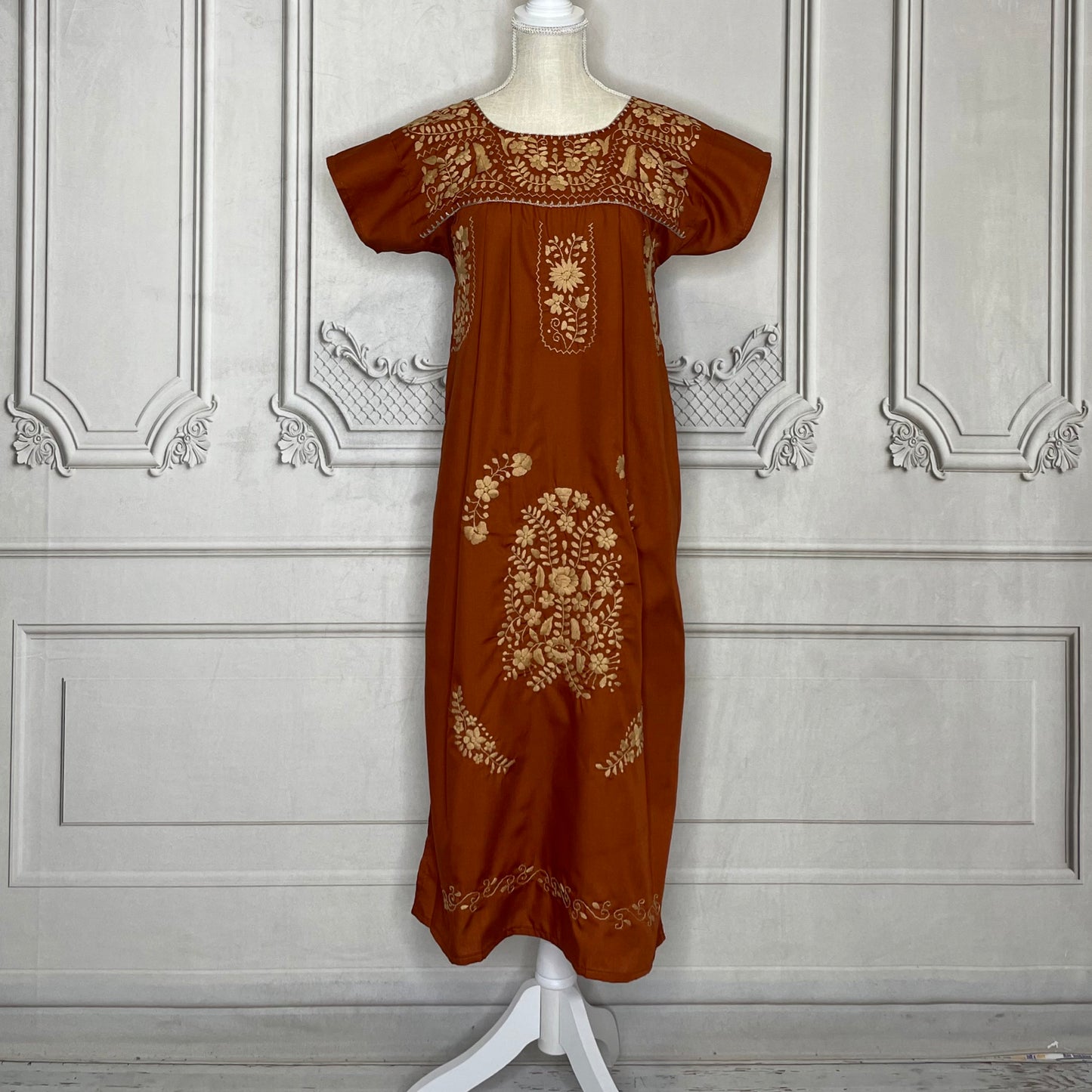 Puebla Dress for Women - Midi Length Burnt Orange
