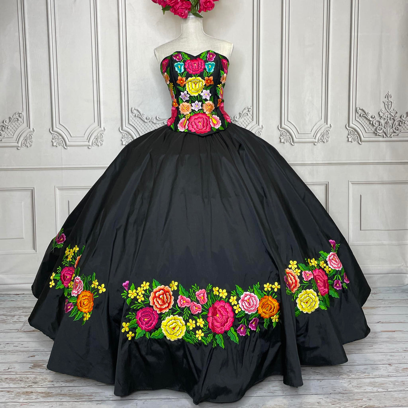 Embroidered Mexican Quinceanera Dress - Duquesa – Camelia Mexican Boutique