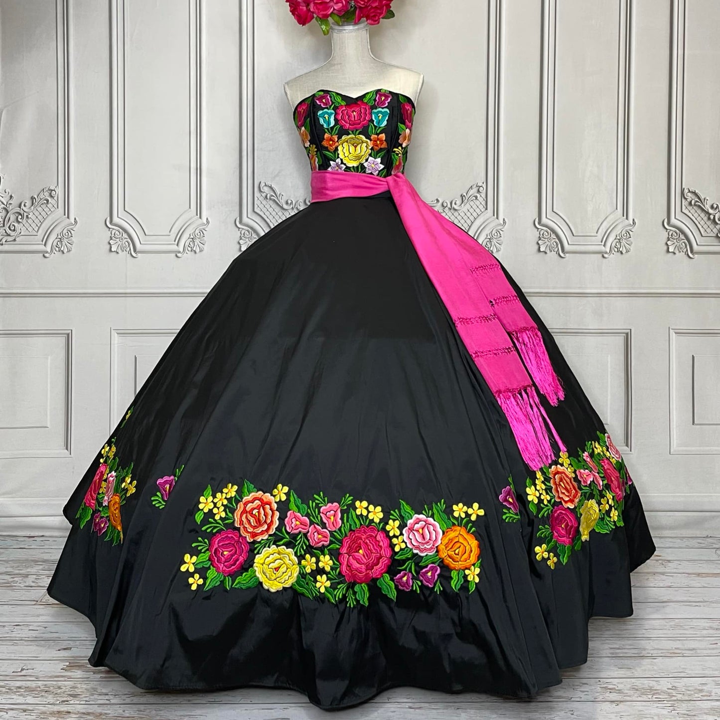 Embroidered Mexican Quinceanera Dress - Duquesa