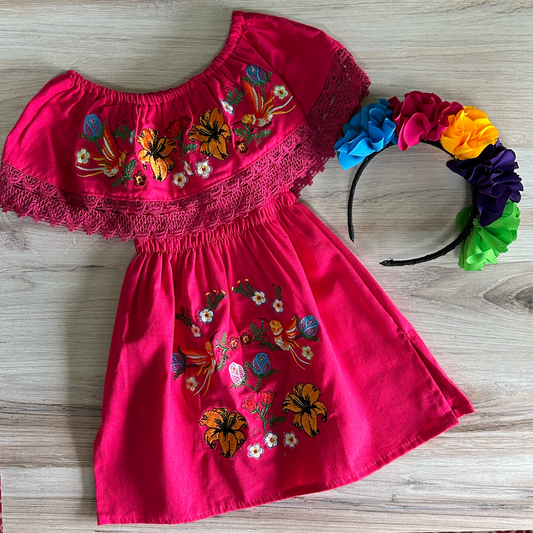Robe mexicaine à épaules dénudées pour fille - Colibri