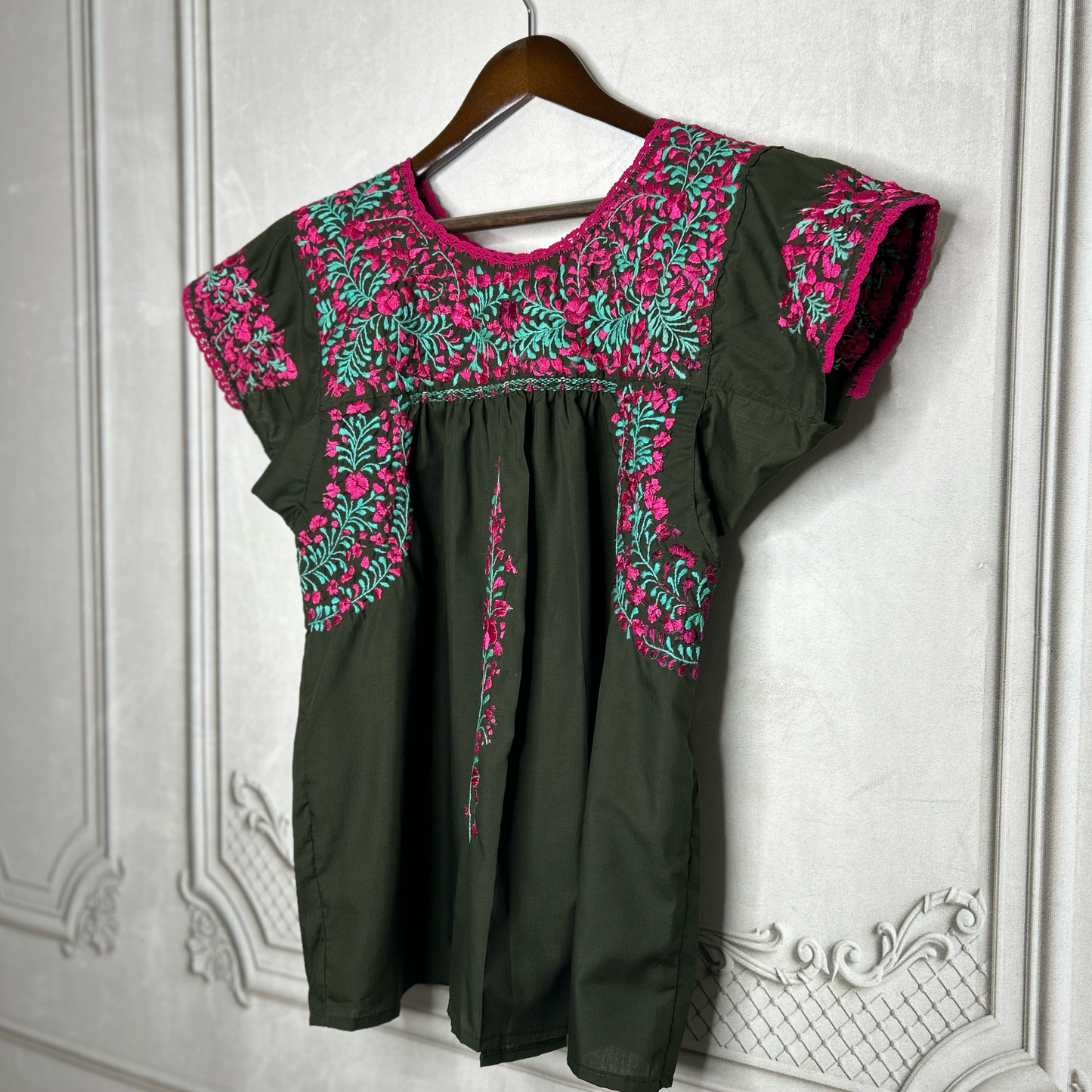 San Antonino Mexican Blouse - Short Sleeve Silk