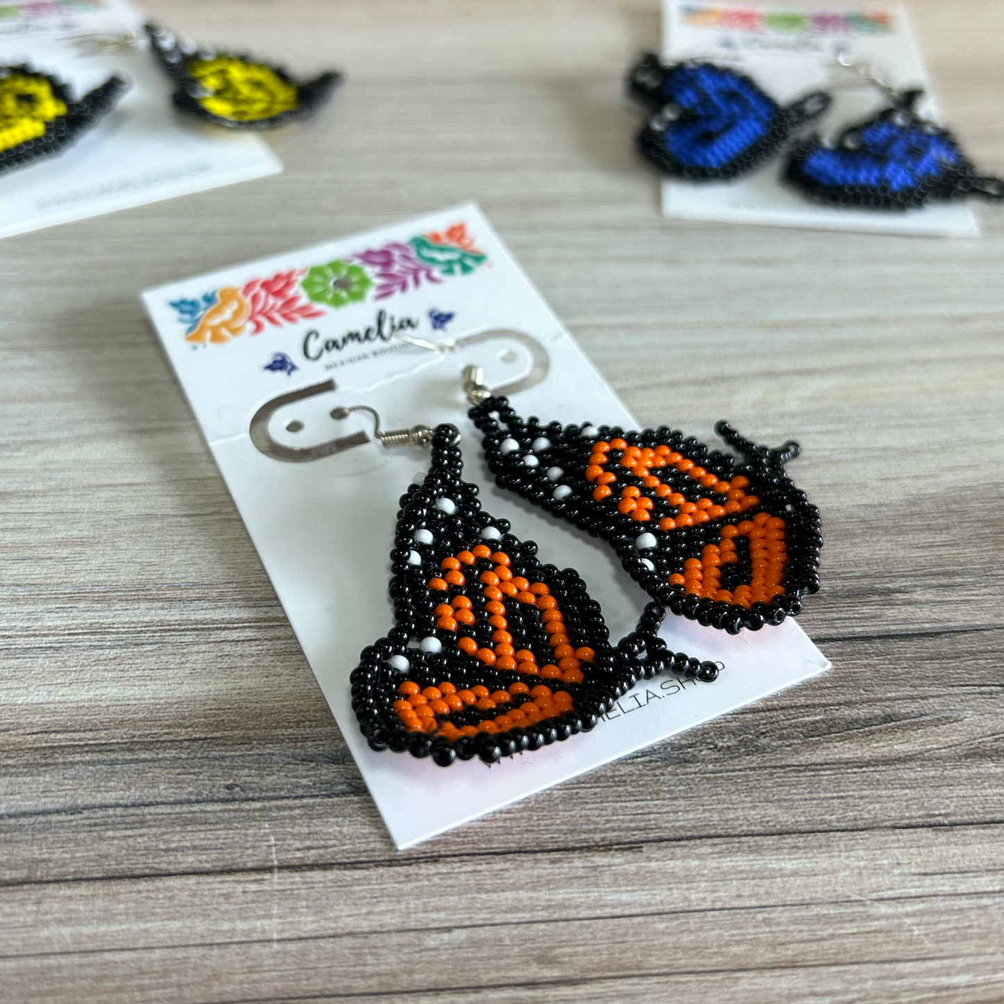 Huichol Native American Beaded Butterfly Earrings