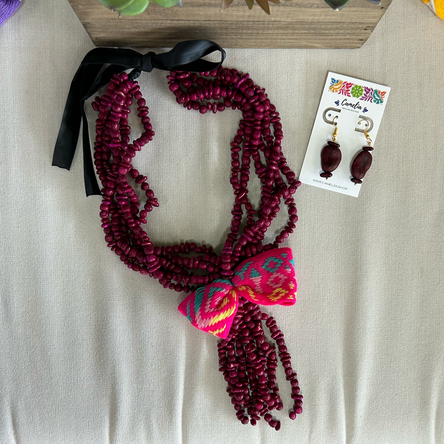 Mexican Seed Braided Necklace - Cambaya Bow
