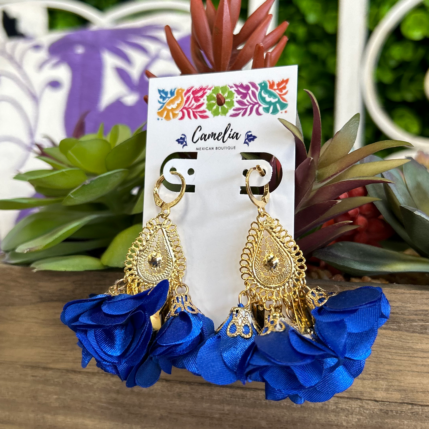 Mexican Flower Earrings - Teardrop