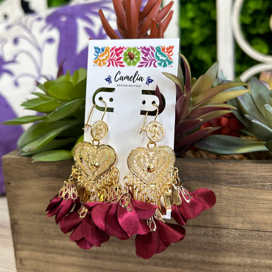 Mexican Flower Earrings - Heart