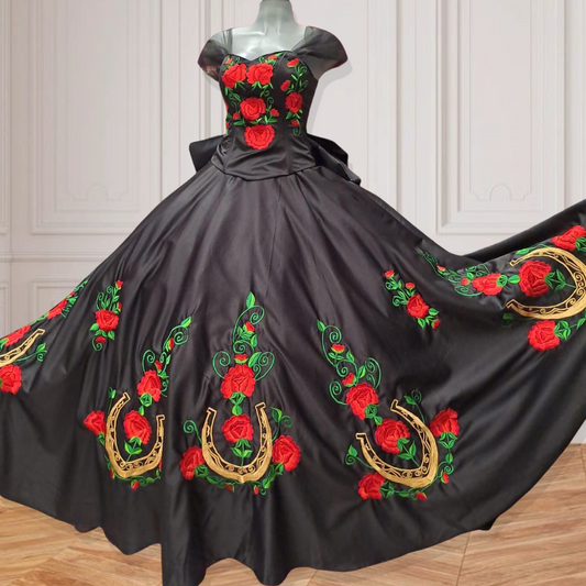 Embroidered Mexican Quinceanera Dress - Lucky Rose
