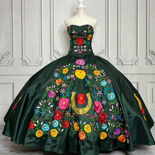 Embroidered Mexican Quinceanera Dress - Herradura