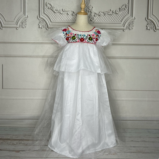 Mexican Flower Girl Dress Puebla Tulle