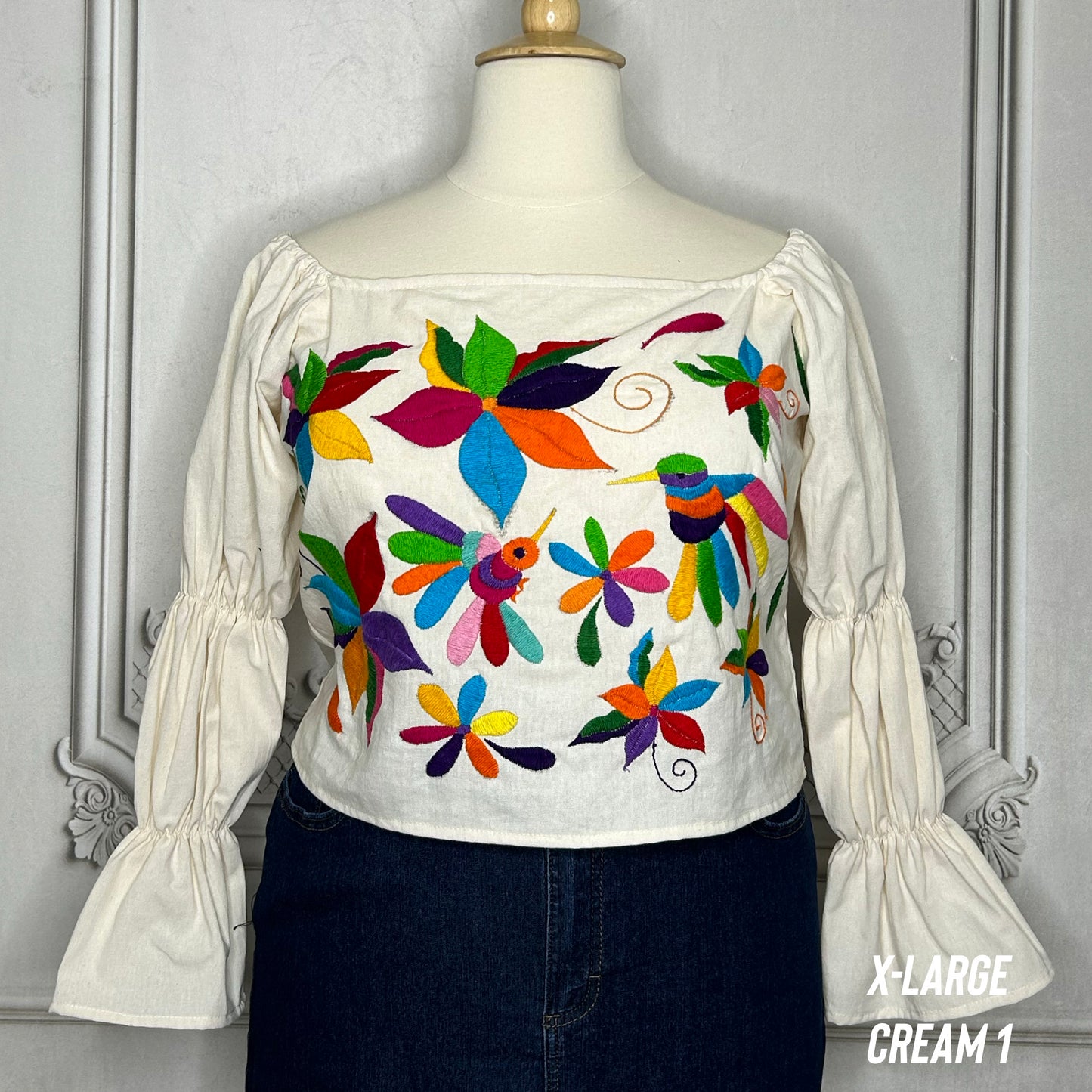 Mexican Otomi Blouse Puff Elastic Sleeve