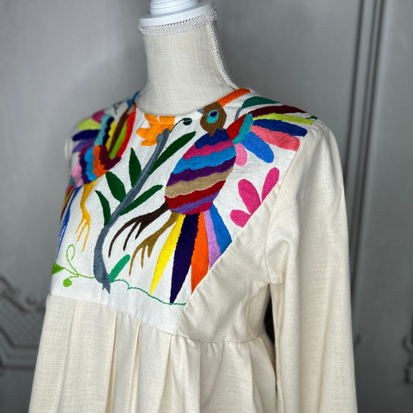 Mexican Otomi Pleated Linen Tunic