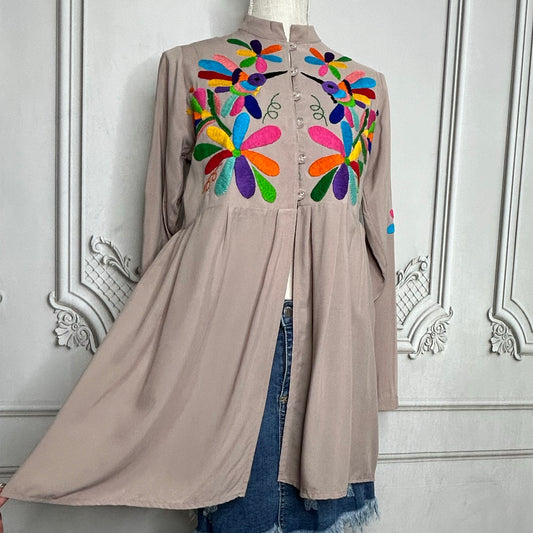 Mexican Otomi Pleated Rayon Tunic