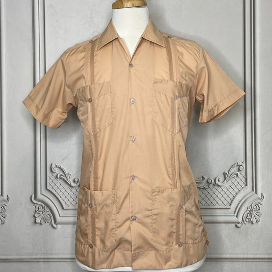 Men's Short Sleeve Guayabera 4 Pocket - Burnt Orange
