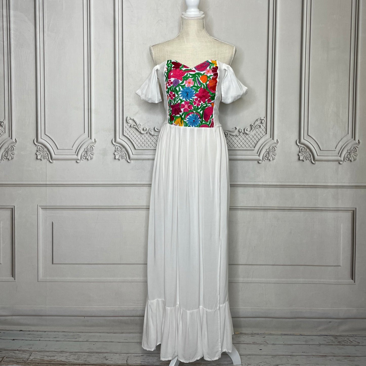 Dropped Shoulder Mexican Maxi Dress - Zinia