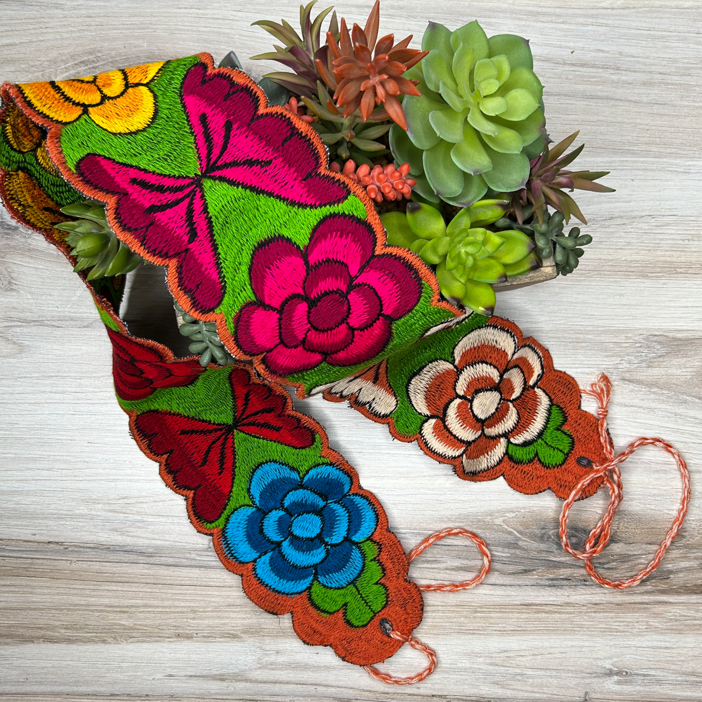 Mexican Embroidered Belt - Zinnia