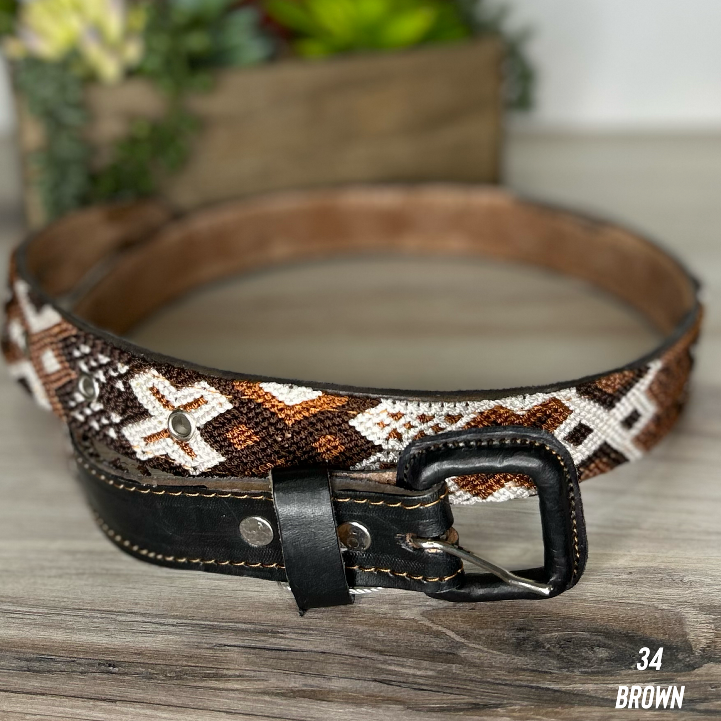 Mexican Embroidered Leather Belt