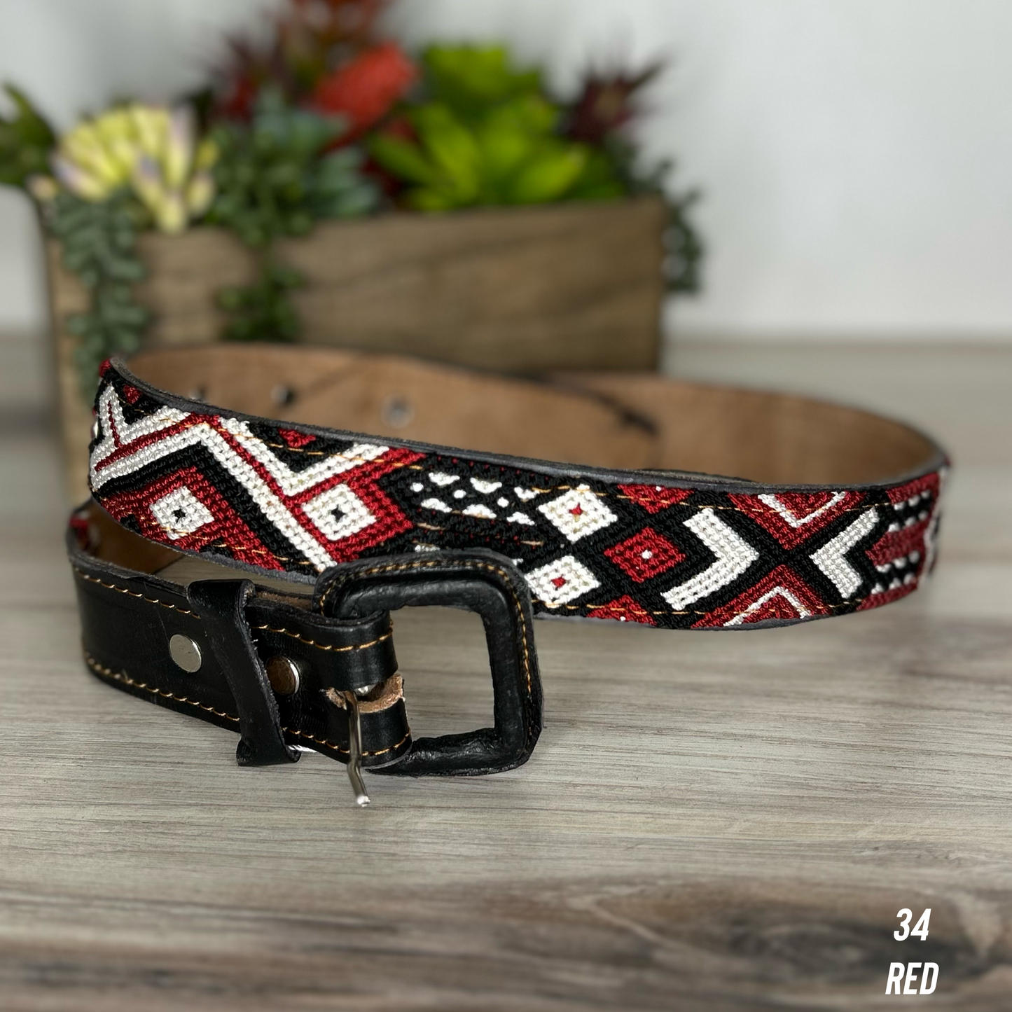 Mexican Embroidered Leather Belt