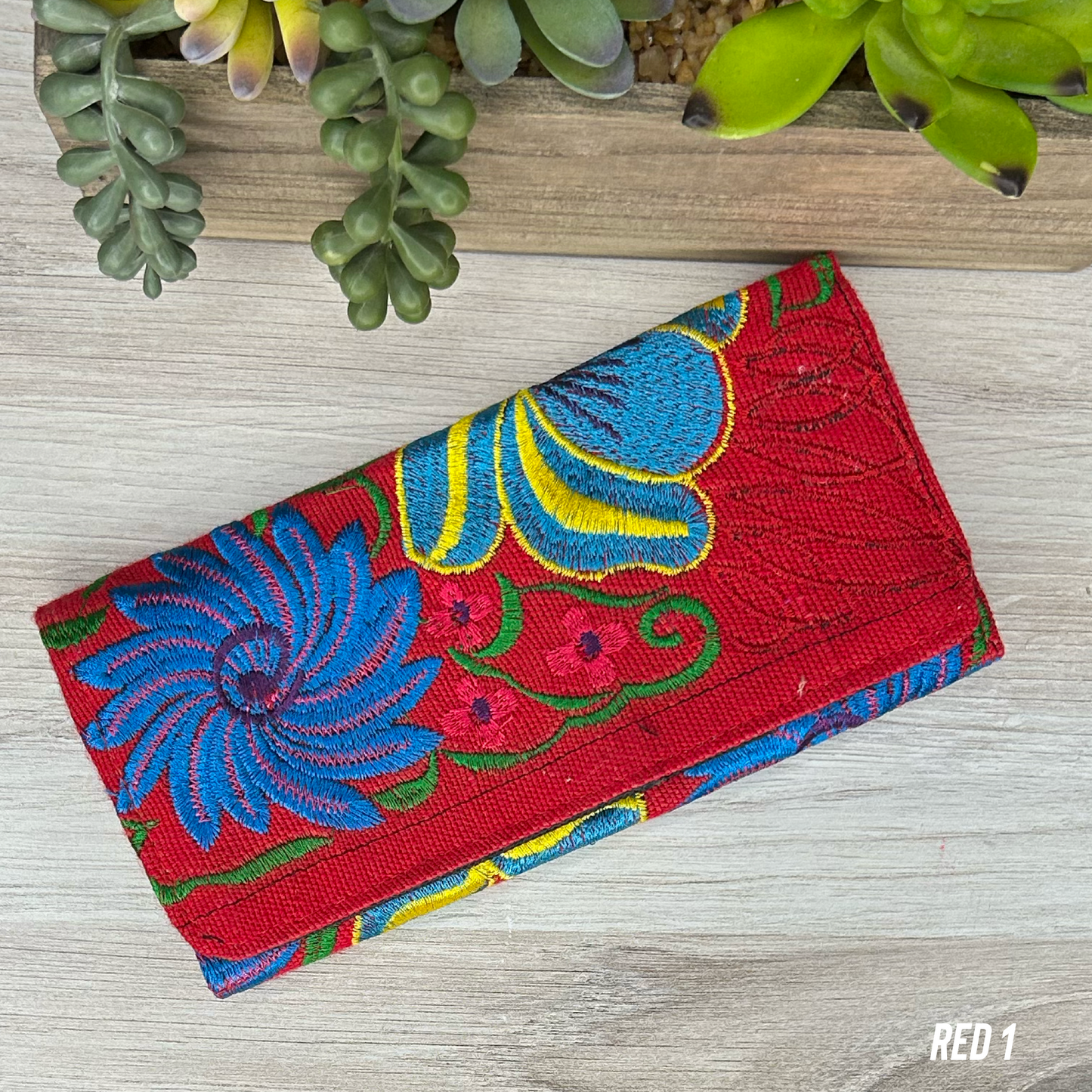 Mexican Embroidered Wallet - Zinnia