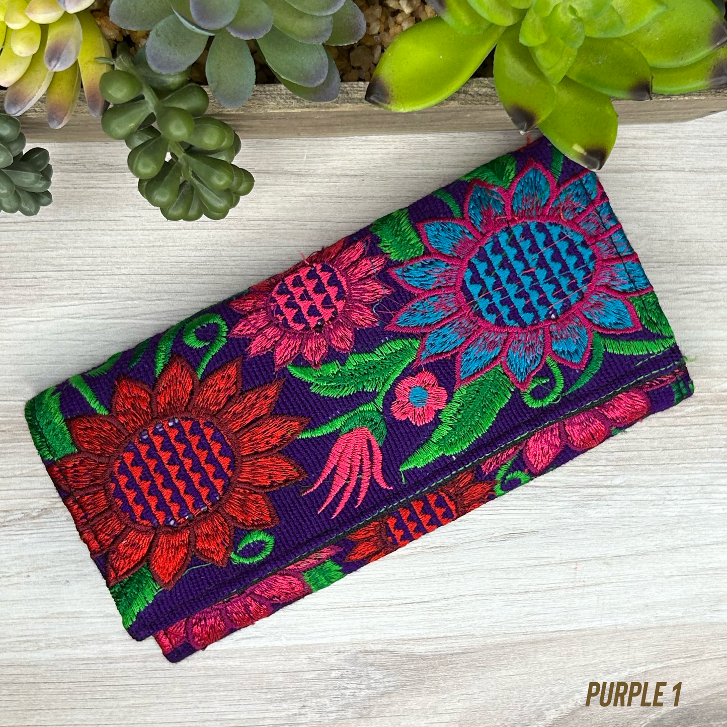 Mexican Embroidered Wallet - Zinnia